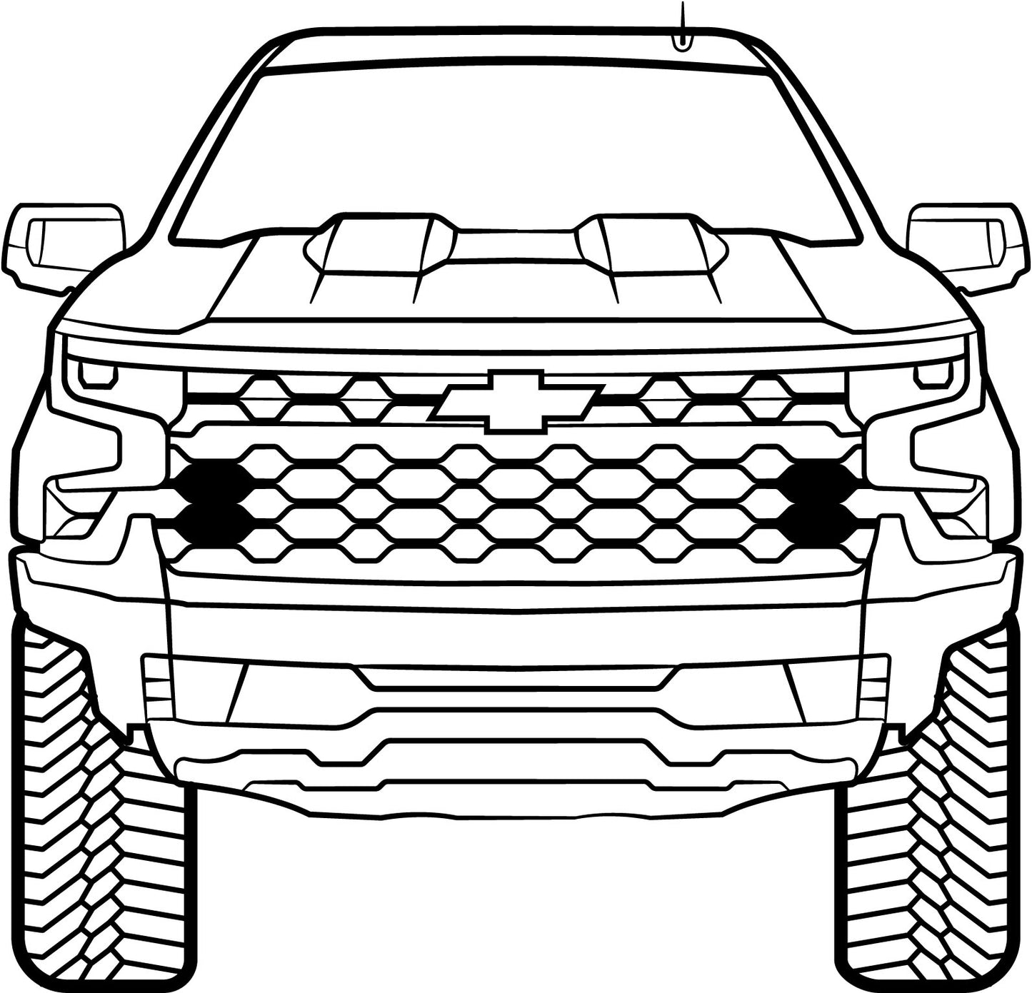 2023 Chevrolet Silverado 1500 ZR2 Front Silhouette Metal Wall Art