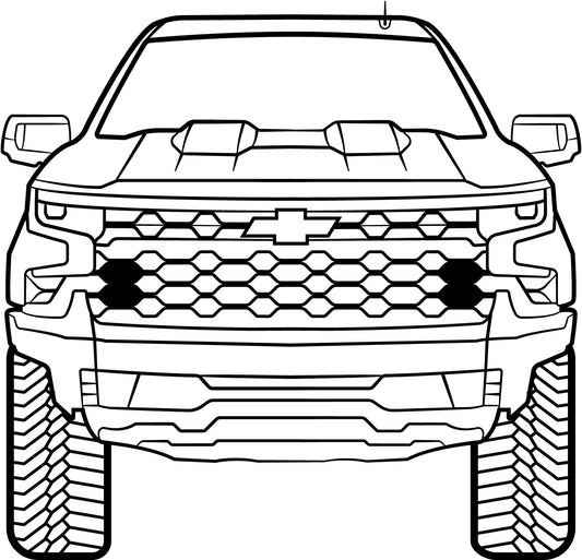 2023 Chevrolet Silverado 1500 ZR2 Front Silhouette Metal Wall Art