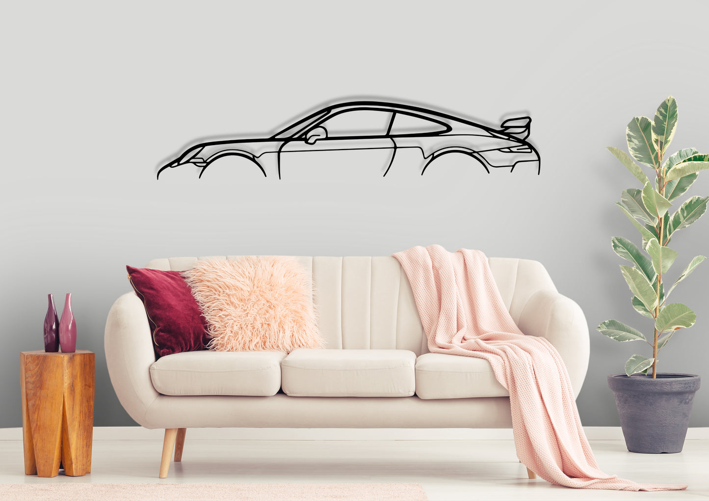 911 GT3 Model 991 Classic Silhouette Metal Wall Art