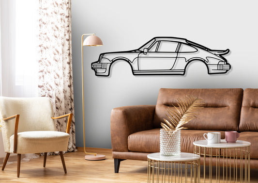 911 Turbo Model Detailed 930 Silhouette Metal Wall Art