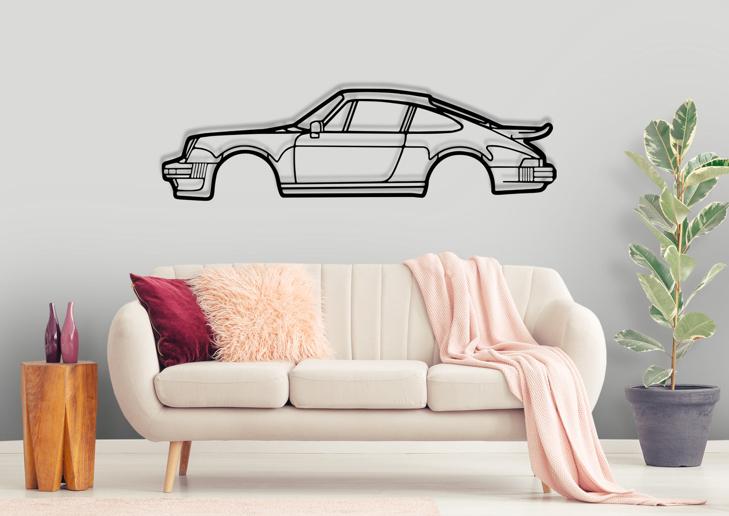 911 Turbo Model Detailed 930 Silhouette Metal Wall Art