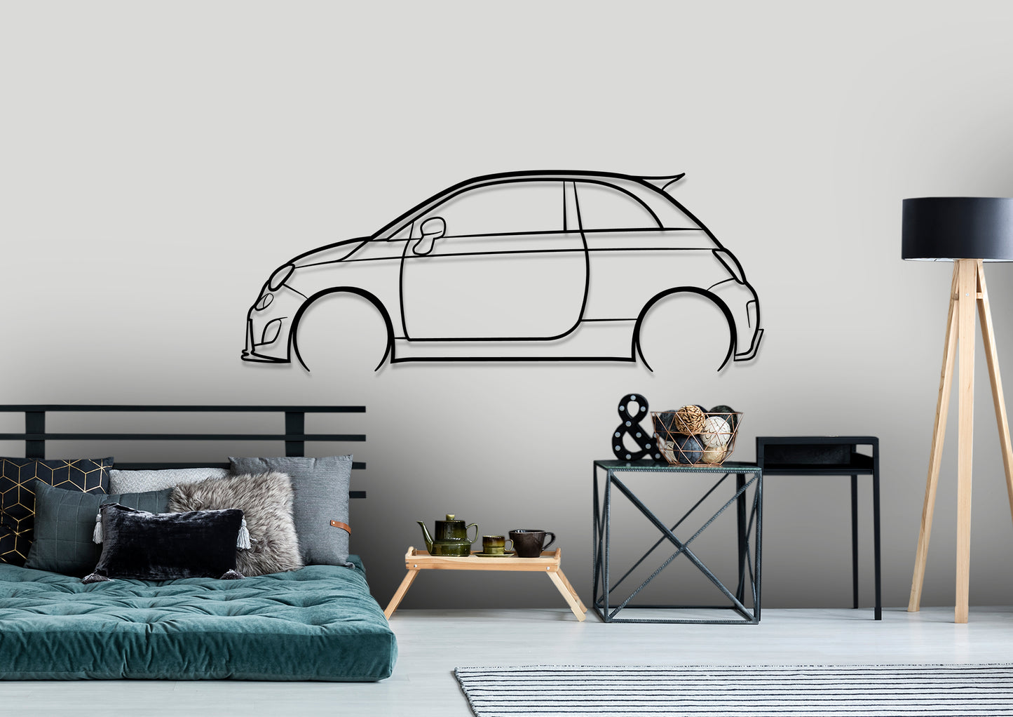 Abarth 500 Detailed Silhouette Metal Wall Art