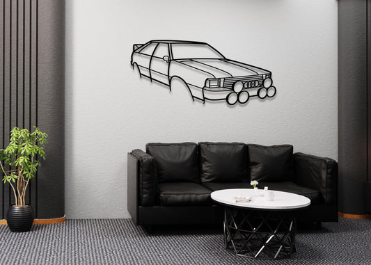 Audi Quattro Rally Car 1983 Front Angle Silhuette Metal Wall Art