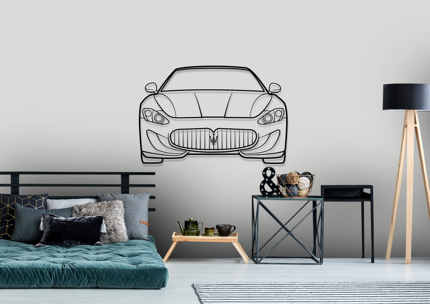 2015 Maserati GranTourismo Front Silhouette Metal Wall Art