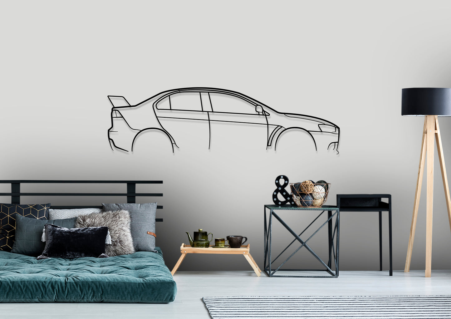 2010 Mitsubishi Evo X Classic Silhouette Metal Wall Art