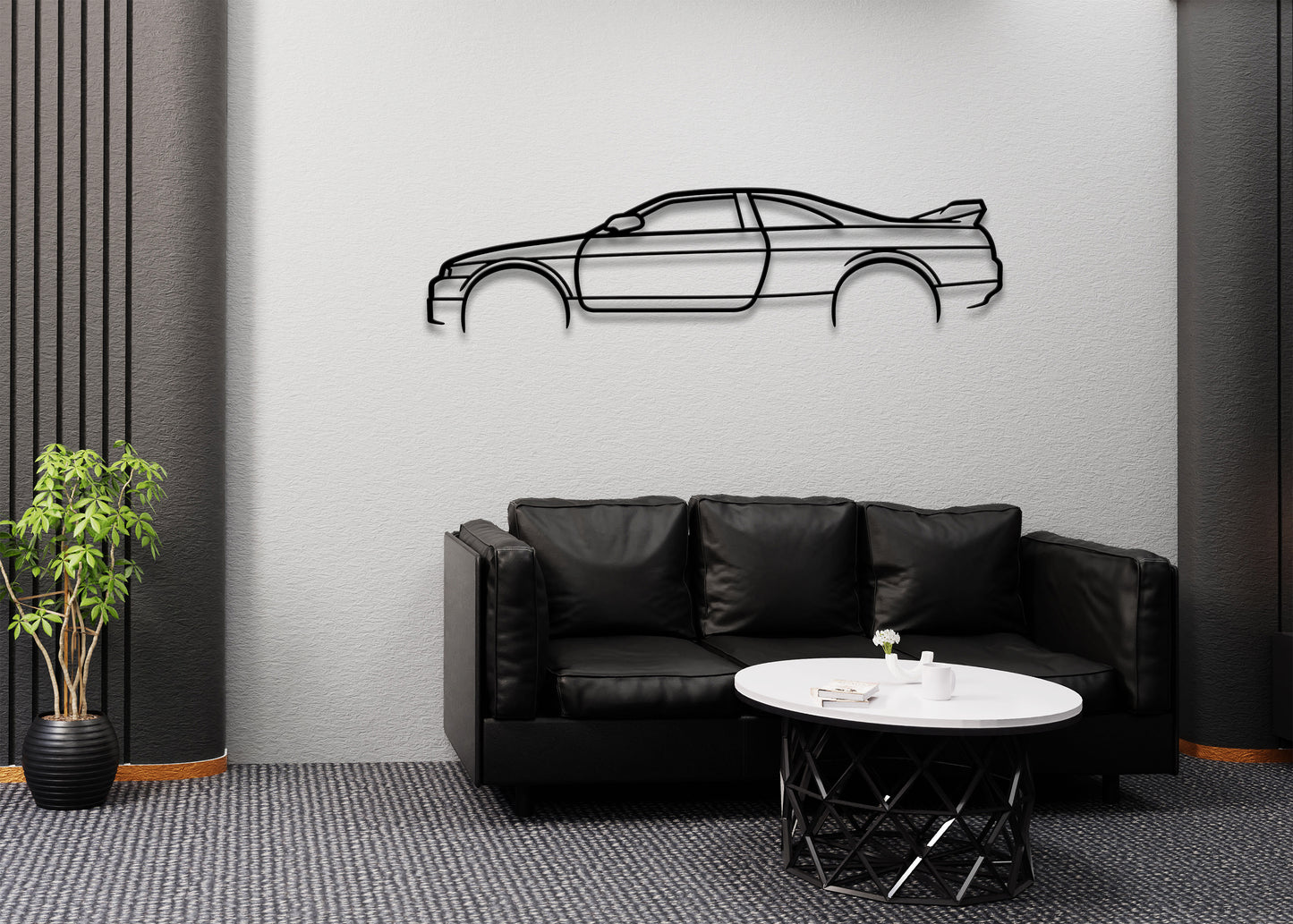 Nissan Skyline R33 1996 Classic Silhouette Metal Wall Art