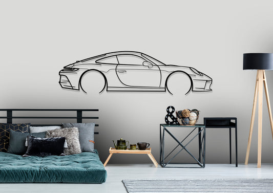 2021 Porsche 911 GT3 992 Detailed Silhouette Metal Wall Art