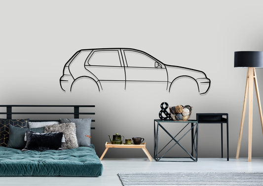 2002 Volkswagen Golf Classic Silhouette Metal Wall Art