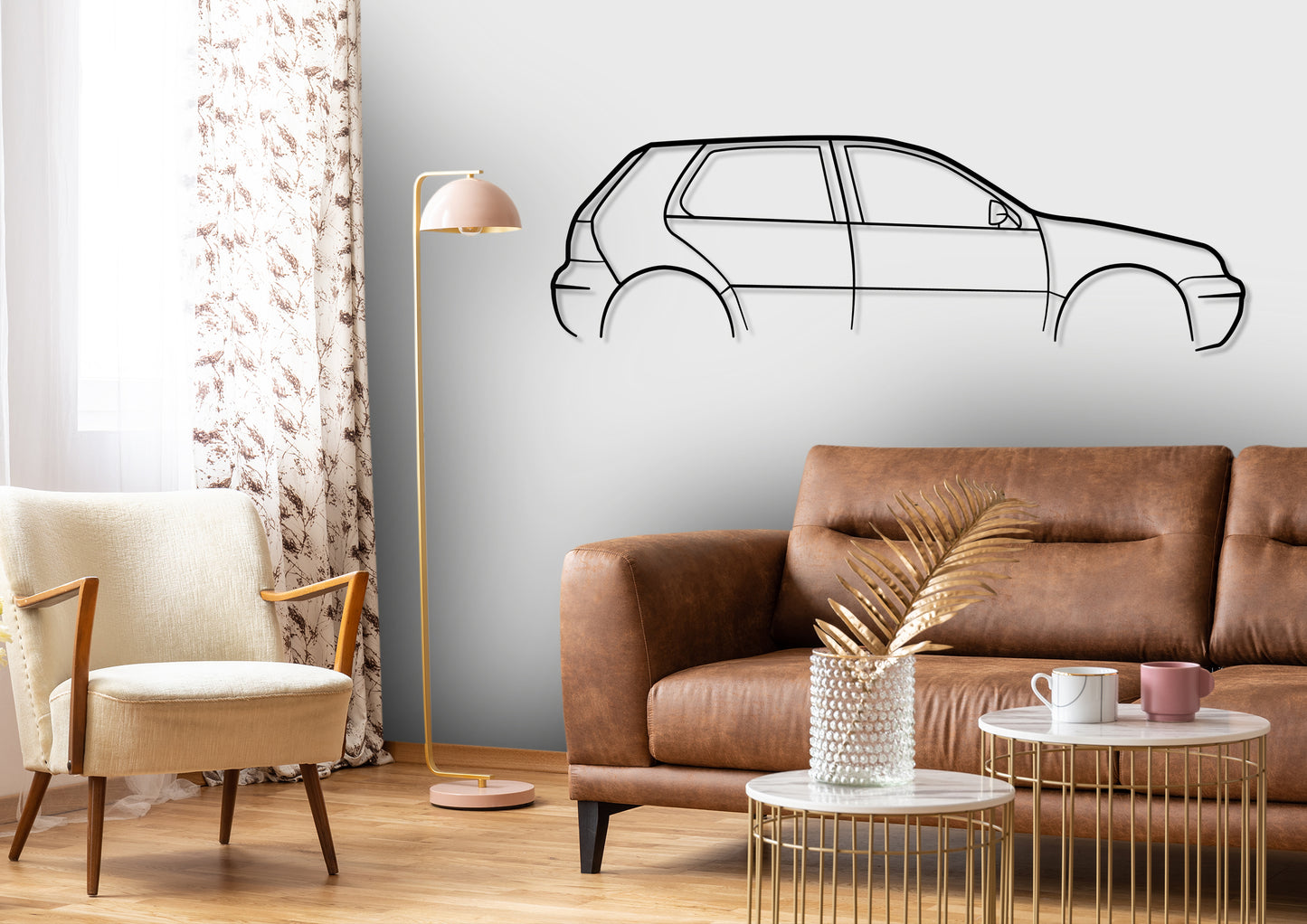 2002 Volkswagen Golf Classic Silhouette Metal Wall Art